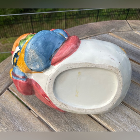 Vintage 90s Ceramic Girl Christmas - Autumn Snowman Planter With Handle - Picture 6 of 9